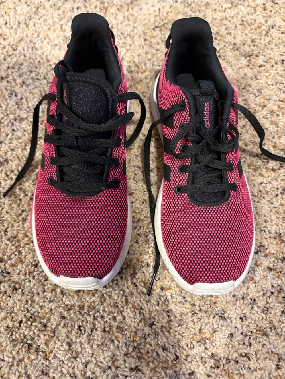 adidas Berry Pink Knit Running Shoes with Black Accents